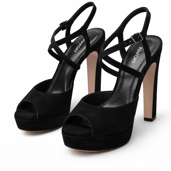 annafoxy Shoes - Black Strappy Platform Heels by Anna Foxy Euro 38